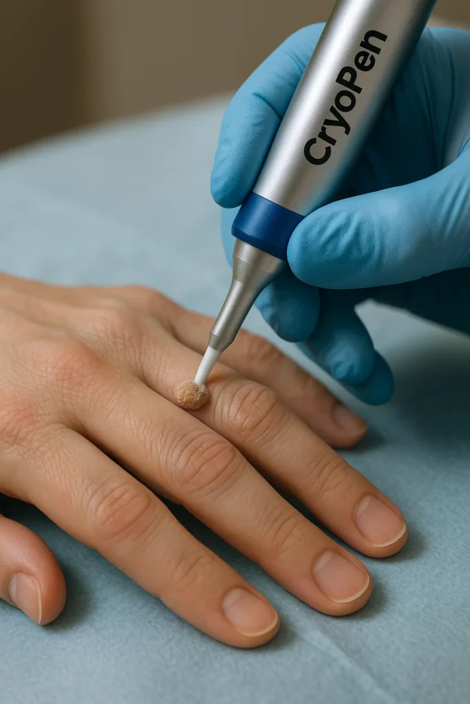 example of cryopen wart removal Royal Tunbridge Wells treatment on a persons finger