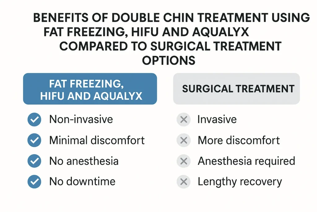 Graphic about the benefits of double chin treatment Royal Tunbridge Wells - from LA LIPO