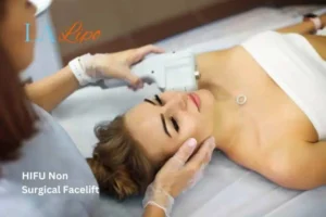 Woman having Hi-Fu to reduce wrinkles Royal Tunbridge Wells.