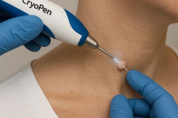 Person receiving Cryotherapy skin tag removal Royal Tunbridge Wells