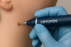 Person receiving skin tag removal Royal Tunbridge Wells