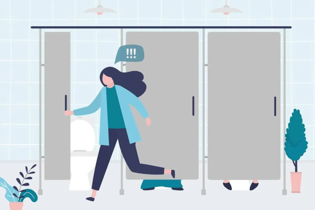 graphic of Urine incontinence Royal Tunbridge Wells woman running to the toilet.